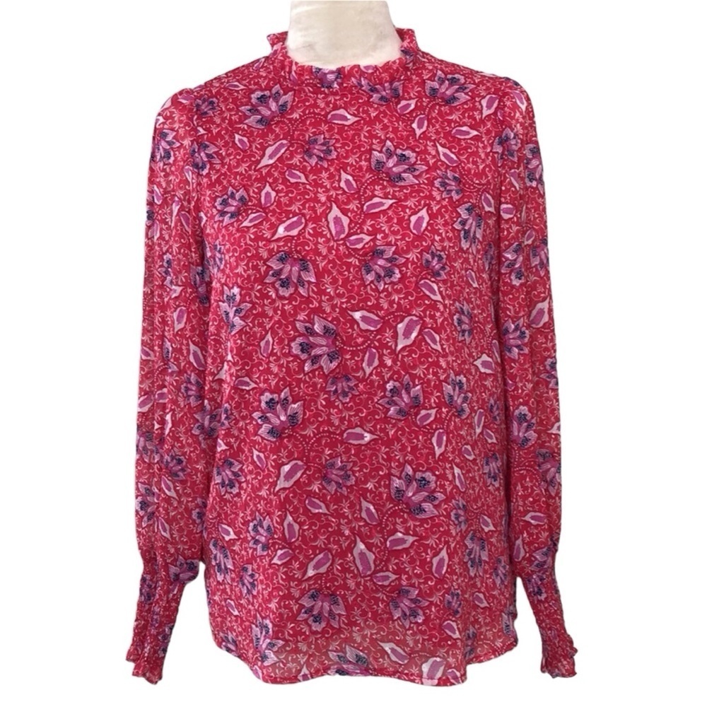 Joie Floral High Neck Long Sleeve Blouse Size S